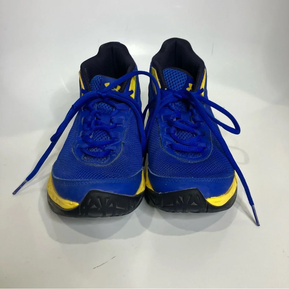 Under Armour royal blue yellow jet 2018 grade school basketball sneakers youth 6